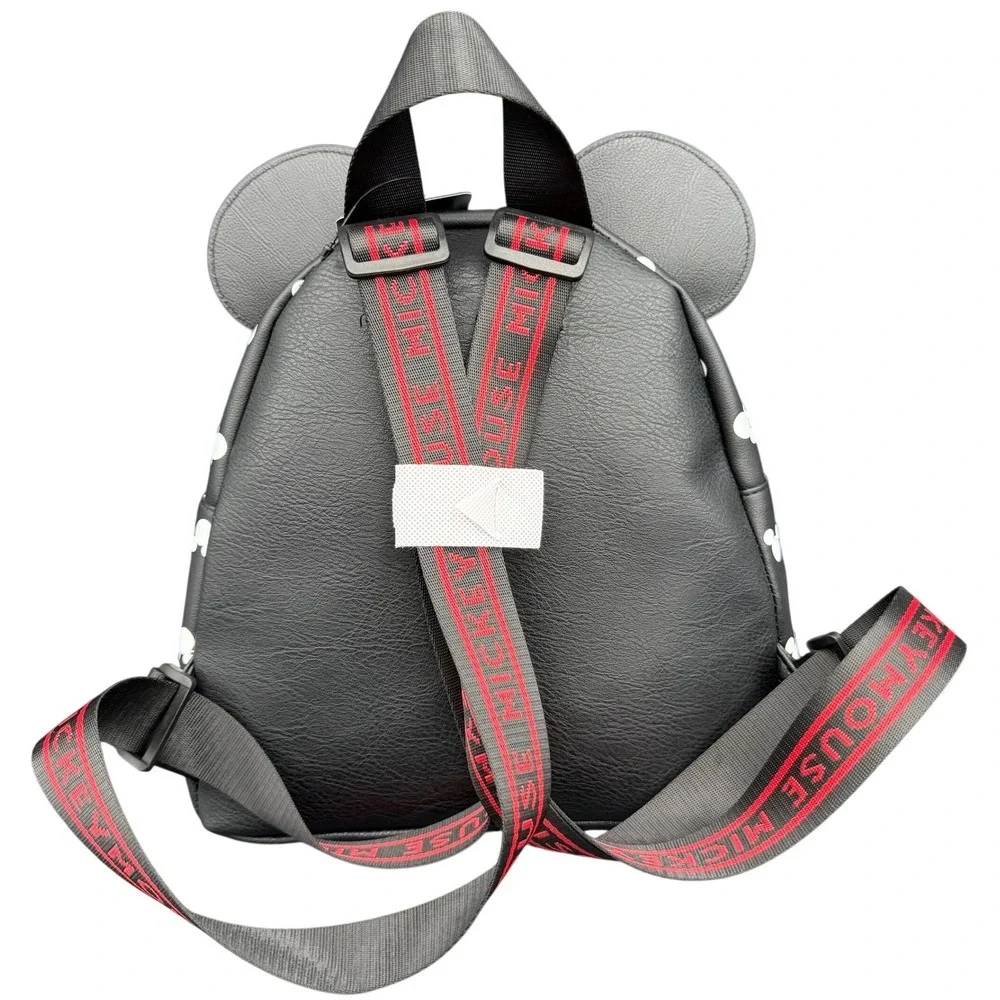 Disney Mickey Mouse Bioworld Mini Backpack Black White Polka Dot Red Pocket